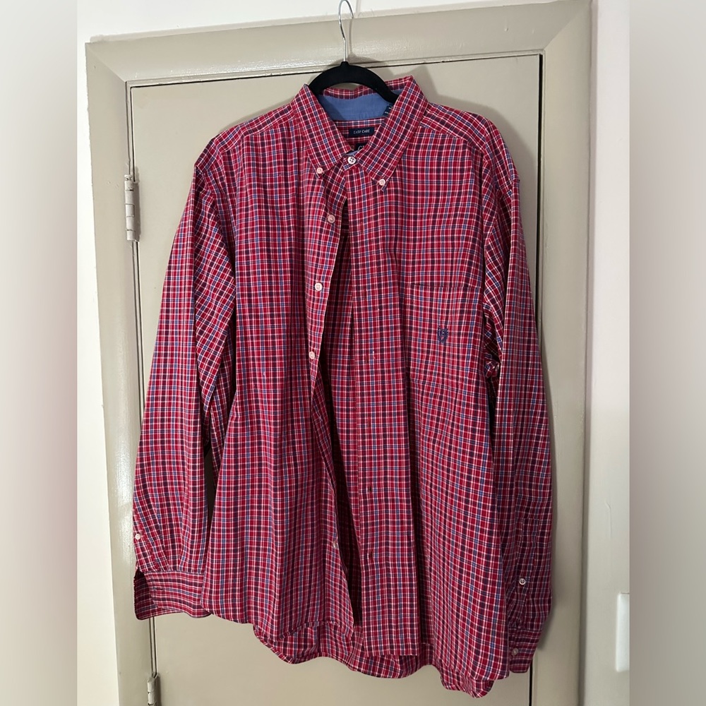 Chaps Red Plaid Button Down Shirt